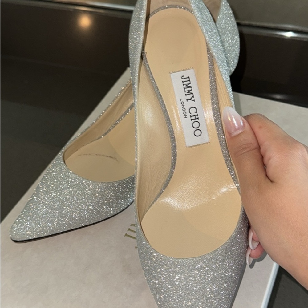 Jimmy Choo Romy 60 Silver Heels